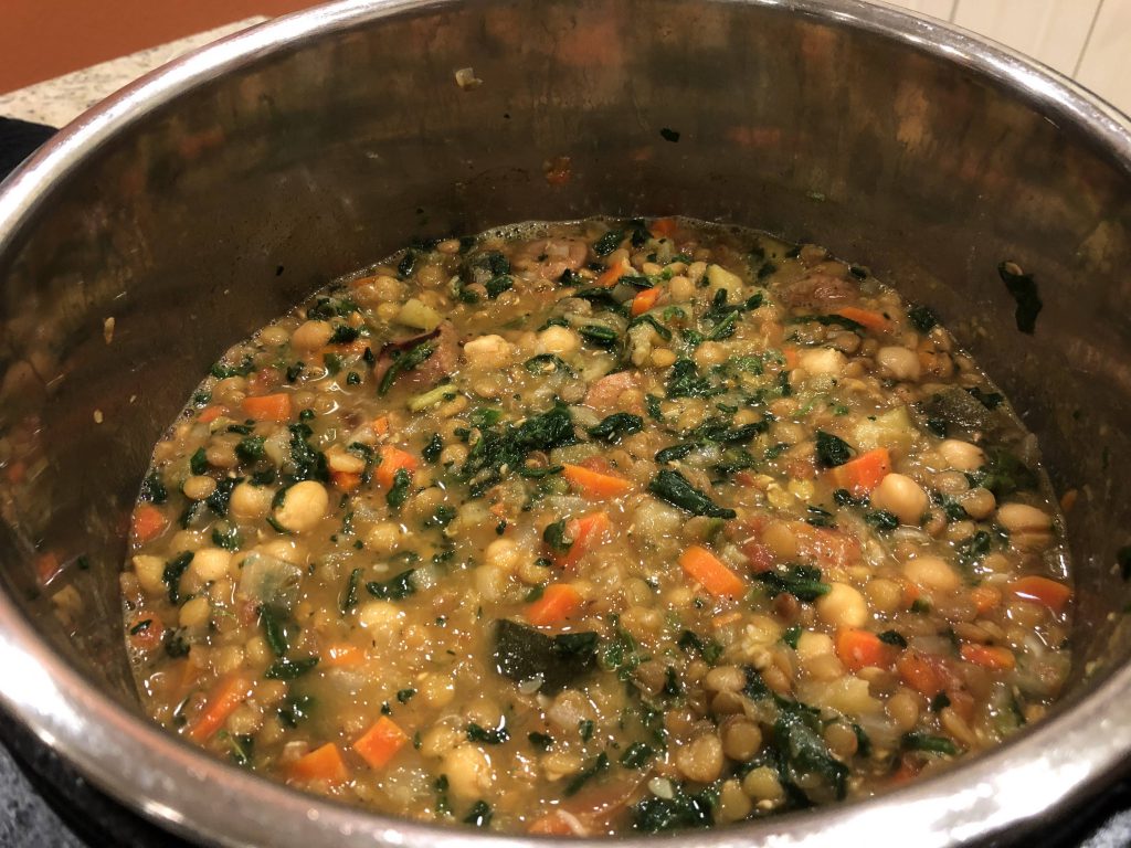 Instantpot Lentil Stew in the pressure cooker